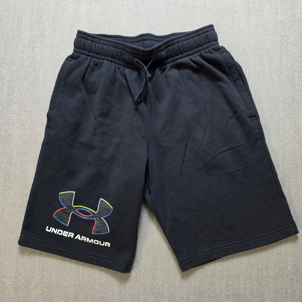 Under Armour Fleece Shorts Men Medium Black Multi-Color Logo Sweatshorts
